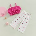 thumbnail image 4 of Fortune Toddler Baby Girls Outfit 2Pcs Layered Ruffle Camisole+Heart Print Pants 1-6T, 4 of 8