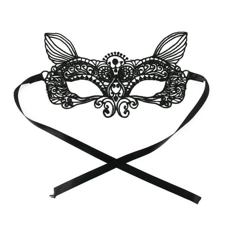 Women Spirit Shaped Costume Halloween Party Eyepatch Eyemask Lace Eye Mask Black