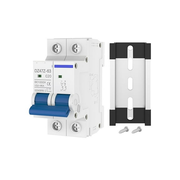 2 Pole DC Miniature Circuit Breaker 10A 16A 20A 25A 32A 40A 50A 63A 1000V Thermal Magnetic Trip Din Rail Mount Switch