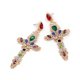 thumbnail image 4 of Pendientes de cruz de oro brillante con detalles de diamantes de imitación para mujer de moda, 4 of 6