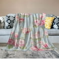thumbnail image 2 of JRXY Pink Rose Floral Blanket Gifts for Women Girls Chic Flowers Romantic Vintage Style Spring Throw Blankets for Bed Room Couch Soft Lightweight Warm Cozy Decor White, 2 of 6