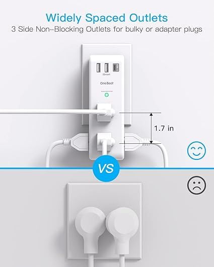 Surge Protector Outlet Extender with Rotating Plug, Multi-Outlet Wall Tap for Home Office