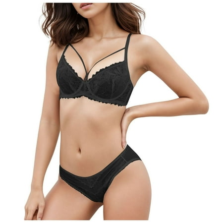 oqasdz Lingerie Sets for Women Sexy Thin Lace Underwear Bra Set Spongless Sleepwear Soft Lingerie Set
