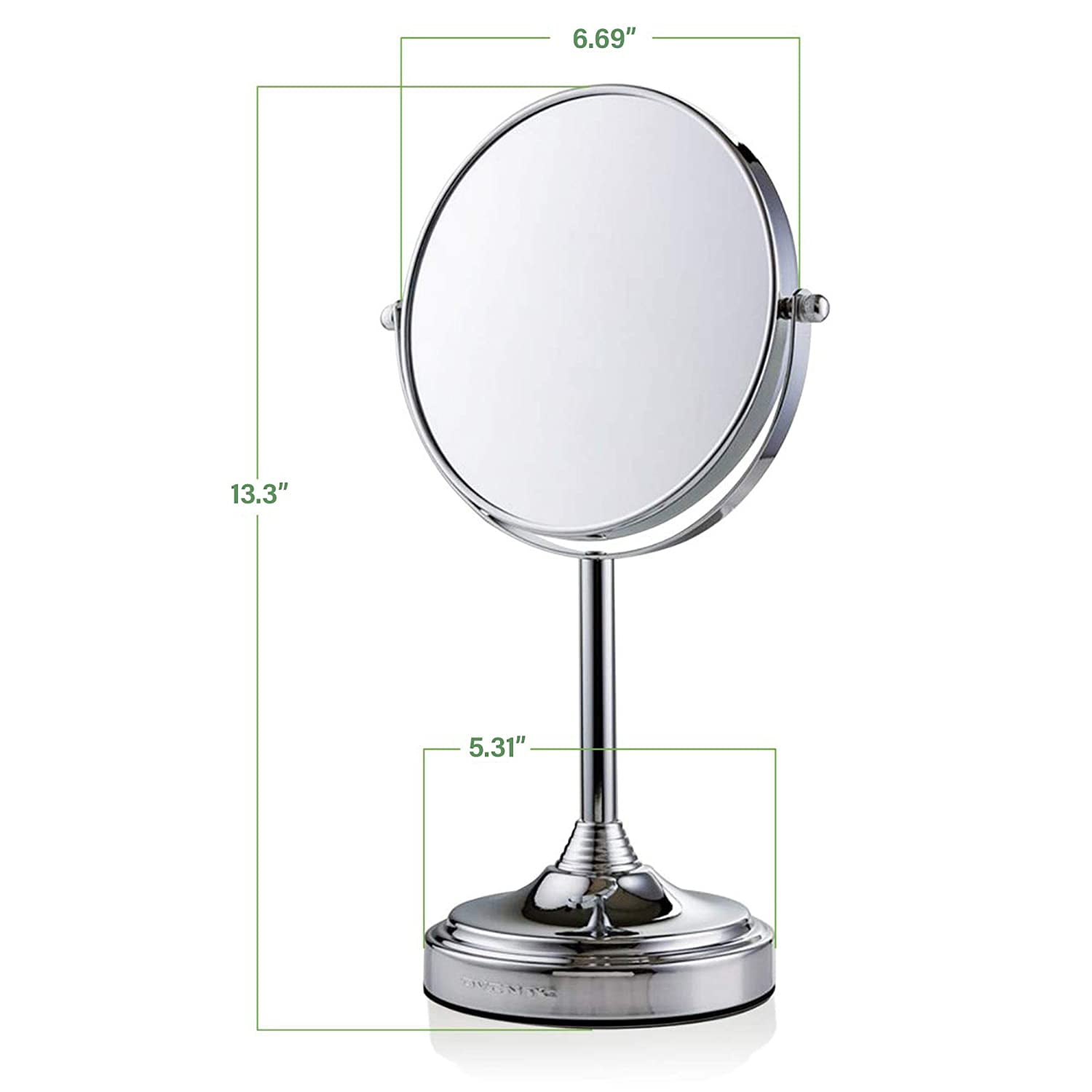 Ovente 7" Tabletop Round Makeup Mirror with Stand, 1X & 7X Magnifier, Polished Chrome MNLCT70CH1X7X