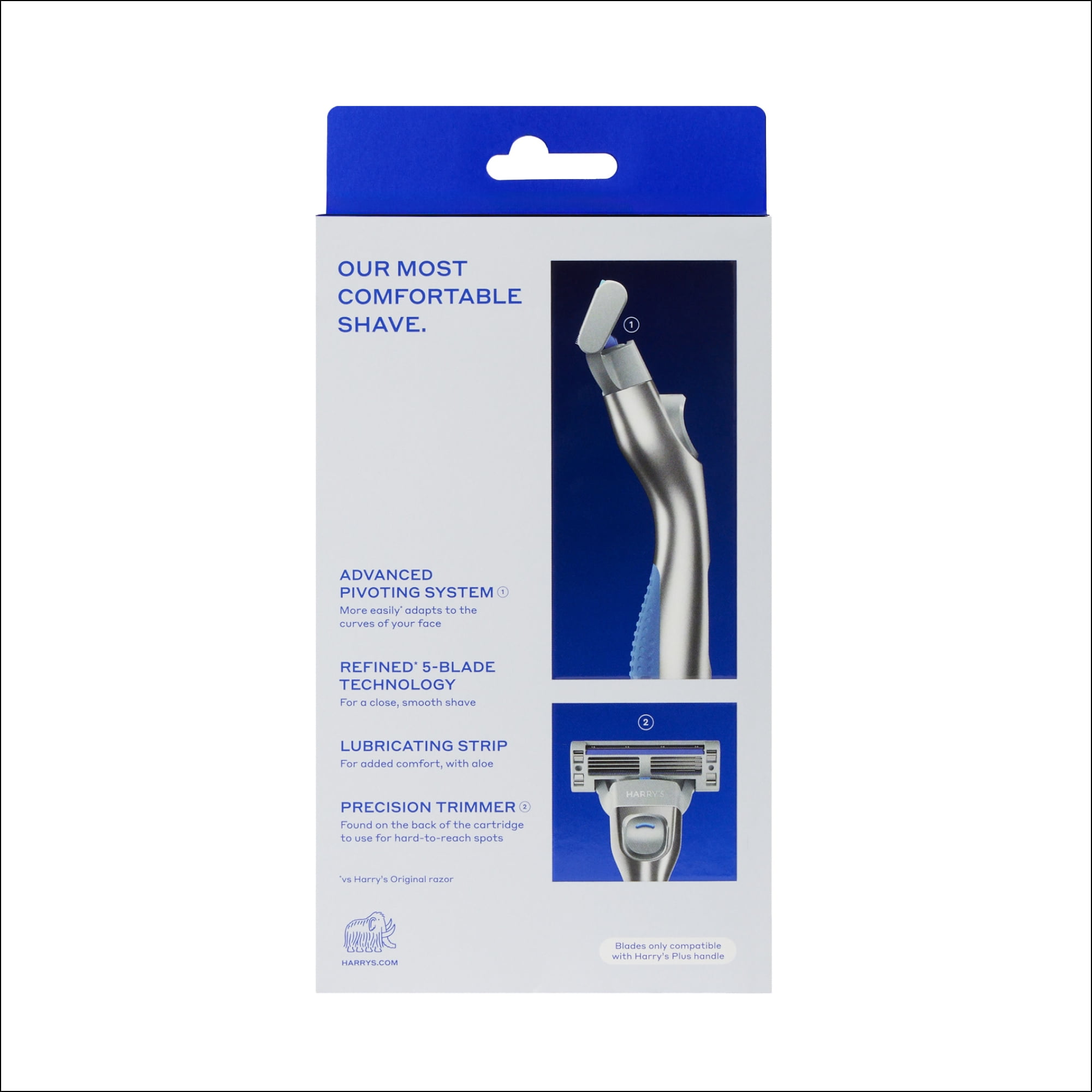 Harry's Plus Shaving Razor for Men with 2 Razor Blade Refill Cartridges, Tide