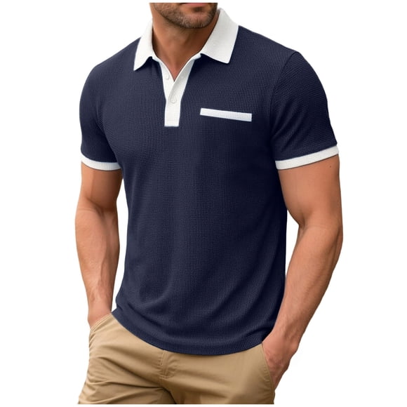 Zshosam Mens Golf Shirts Mens Polo Shirts Short Sleeve Casual Collared Summer Vacation Shirts Golf Polo Shirts Size XXL,(Navy XXL)