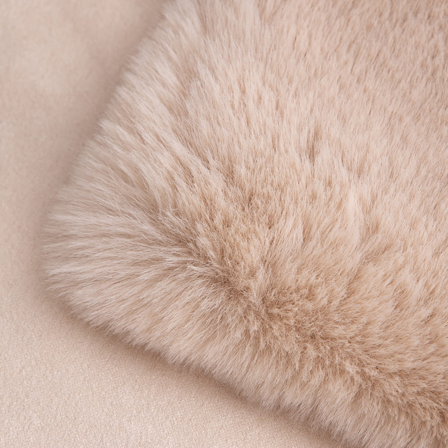 Phantoscope Deluxe Soft Faux Rabbit Fur Collection Round Decorative Home Decor Modern Area Rug, Beige