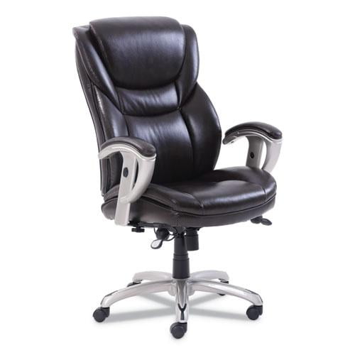 Serta Emerson Executive Task Chair, Supports Up to 300 lb, 19" to 22" Seat Height, Brown Seat/Back, Silver Base