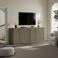 thumbnail image 6 of SICOTAS 46.7" Wide 3-Door Storage Cabinet Set of 2- Large Sideboard with Wave Panel Doors & Adjustable Shelves Push-to-Open Design Credenza for Living Room Ding Room Enterway,Gray Alder, 6 of 9