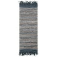 thumbnail image 3 of SAFAVIEH Vintage Leather Aaron Stripe Fringed Runner Rug, Dark Grey/Multi, 2'3" x 9', 3 of 10