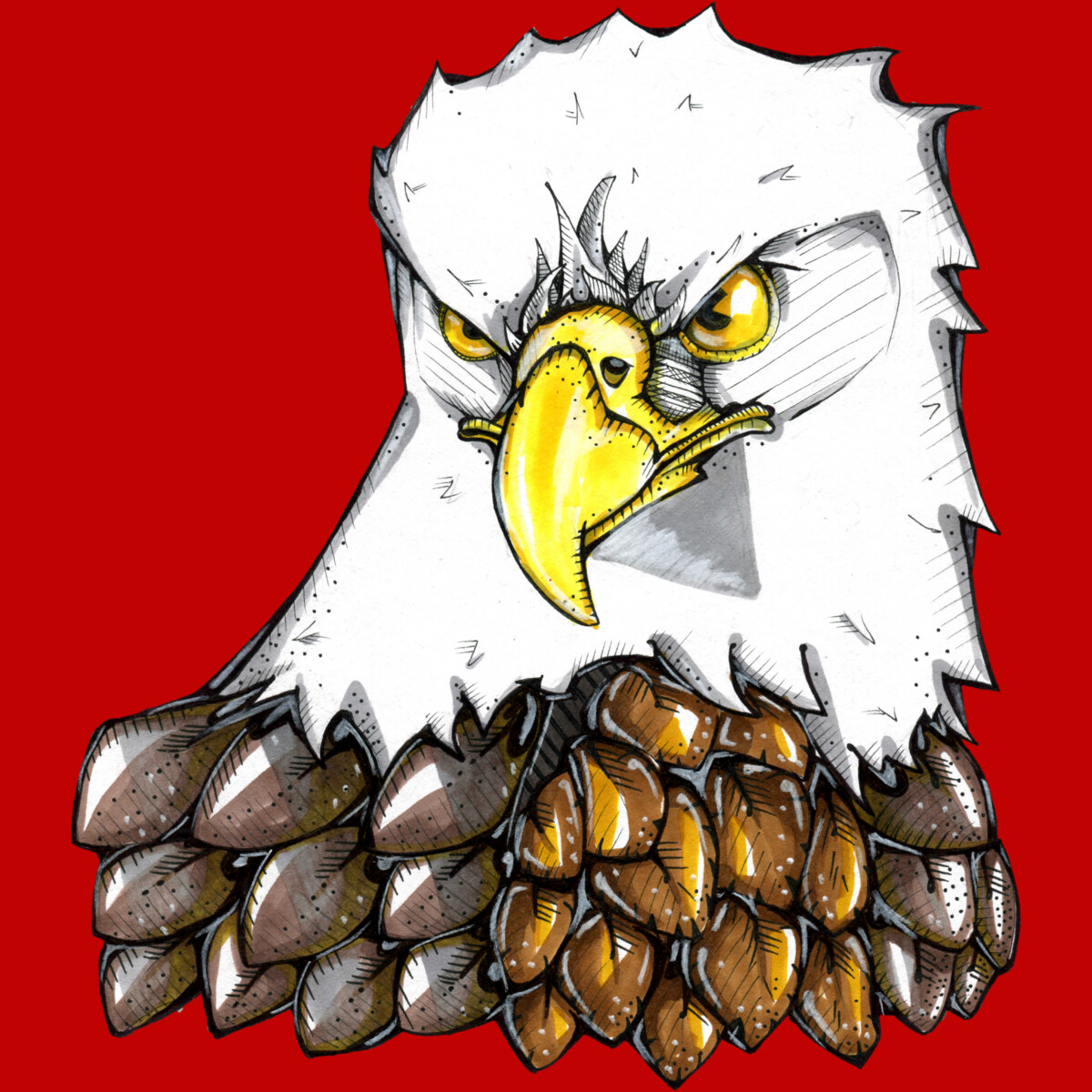 Maverick the Bald Eagle Mens Red Graphic Tank Top - Design By Humans  2XL - image 2 of 3