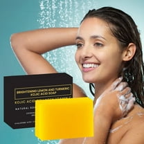 SDOHIG Face Soap, Gentle Brightening Lemon Turmeric Soap - With Hyaluronic Acid & Kojic Acid, Daily Use for Sensitive Skin, Evens Tone Without Irritation, 2.29 oz