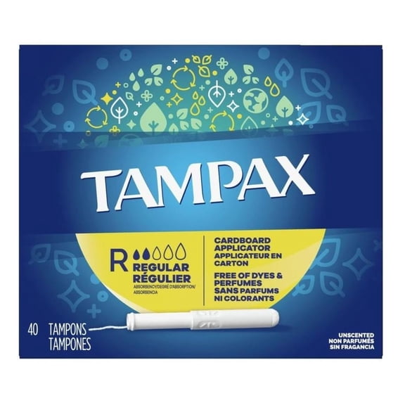 Tampax Tampons Regular 40 Count Unscented (Pack of 2)