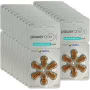 Power One Size 312 MERCURY FREE Hearing Aid Batteries. 60 Batteries