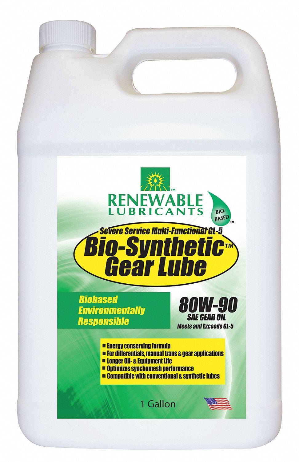 Renewable Lubricants Gear Oil,BioSynthetic,1 Gal.,80W90 82133