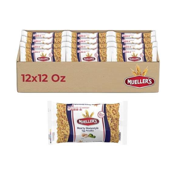 Mueller's Hearty Homestyle Egg Noodle 12-Pack, 10.5 lbs - Quick Prep for Comforting Meals