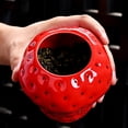 thumbnail image 3 of Home Decor Strawberry Shaped Jar Strawberry Candy Jar With Lid Ceramic Strawberry Cookie Jar Strawberry Flower Vase Cute Vintage Container Food Storage For Tea Coffee Candy Cook, 3 of 6