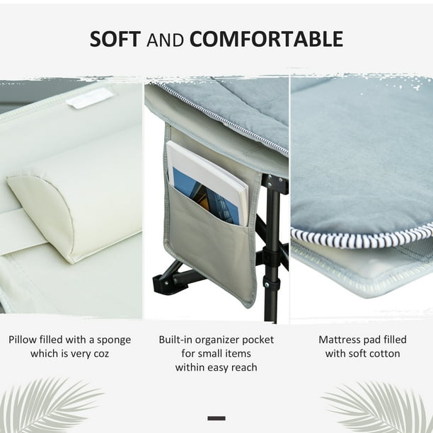 Outsunny Folding Camping Cot for Adults with Mattress & Pillow