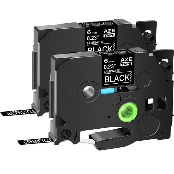 GREENCYCLE 2PK Compatible for Brother P-touch White on Black 6mm 8m TZ TZe TZe-315 TZ-315 TZe315 TZ315 Laminated Label Tape