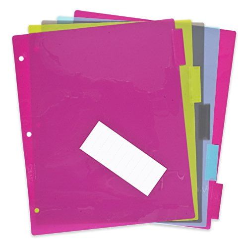 docit 5 tab insertable dividers for 3 ring binders 5 multicolor