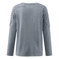 thumbnail image 4 of Leesechin Womens Tops Long Sleeve Deals Plus Size Solid Round-Neck Lace Hollow Out Long Sleeve Pullover Slimming Blouse T-shirt Tops in Clearance, 4 of 5