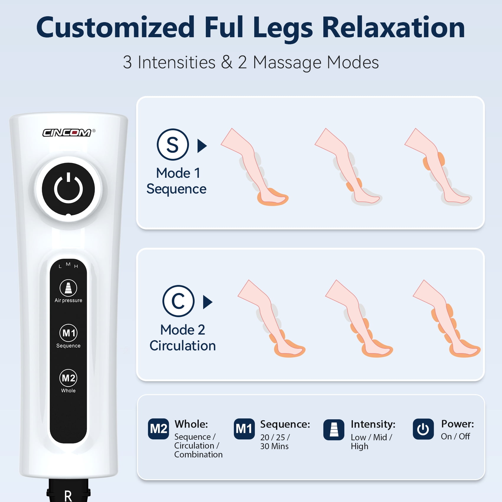CINCOM Leg Massager for Circulation Air Compression Foot and Leg Massage FSA/HSA Eligible