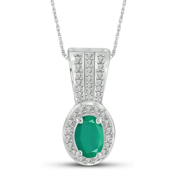 JewelersClub 1/3 Carat T.G.W. Emerald And White Diamond Accent Sterling Silver Pendant