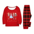 thumbnail image 3 of Cartoon Nut-cracker Family Christmas Pajamas Matching Sets – Red Long Sleeve Tops & Red Black Plaid Pants with Nut-cracker Print, Holiday Xmas PJs Sleepwear for Couples, Men, Women, Adults, 3 of 4