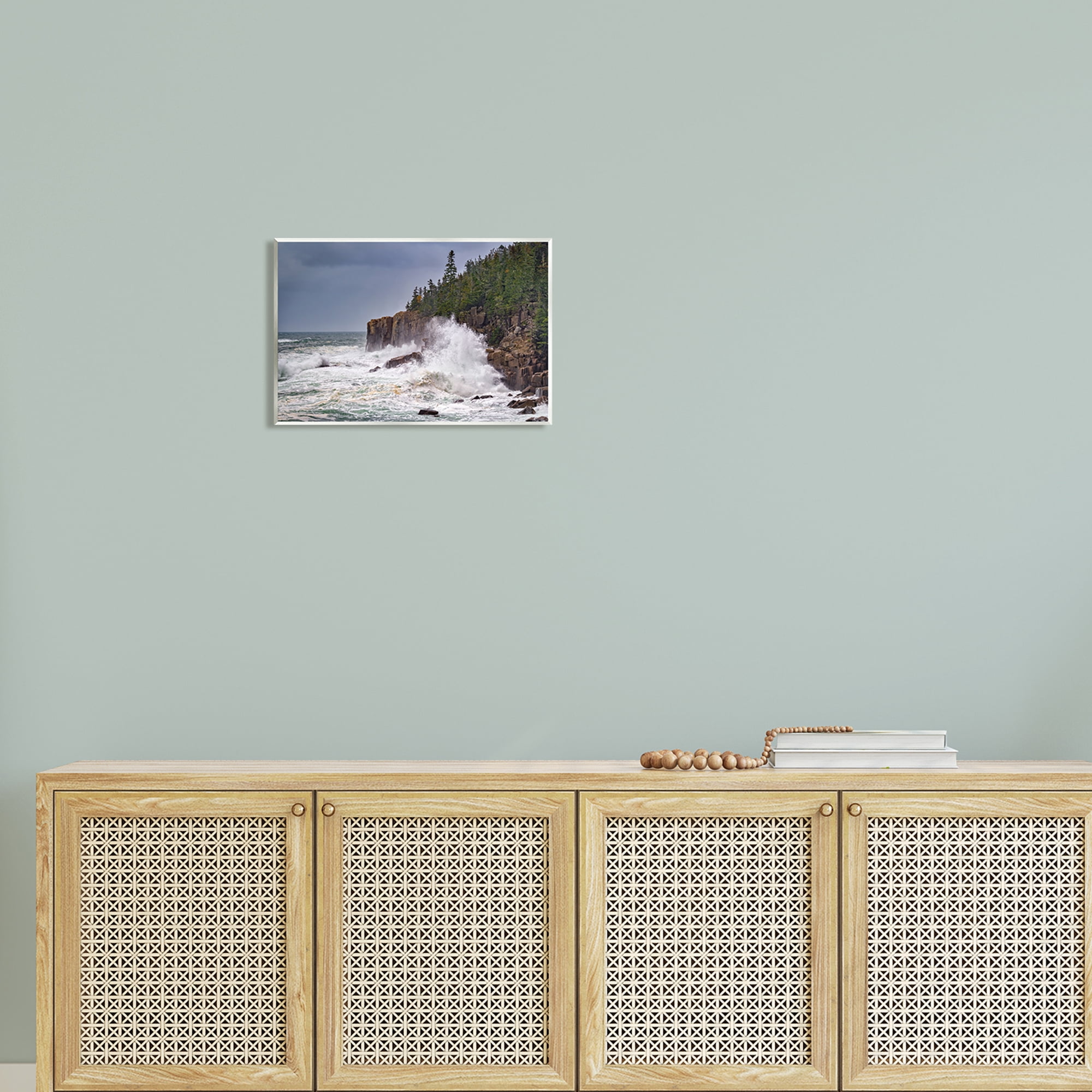 Stupell Crashing Ocean Waves Cliff Wall Landscape Photography Wall Plaque Unframed Art Print Wall Art