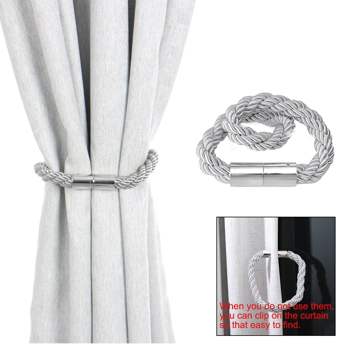 Unique Bargains 4 Pieces Curtain Tiebacks 24 Inch Holdbacks Cord Holdback Gray
