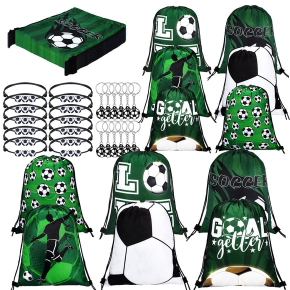 Bolsas de fútbol para recuerdos de fiesta Patelai 42 x 34 cm con pulseras y llaveros