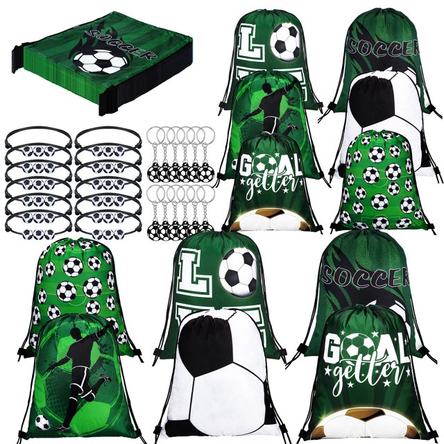 Bolsas de fútbol para recuerdos de fiesta Patelai 42 x 34 cm con pulseras y llaveros