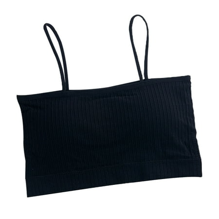 

Spaghetti Strap Sling Bandeau Elastic Brassiere Breathable Bra with Removable Spaghetti Strap Sling Bandeau Brassiere Bra with Sponge Chest Pad Breathable Elastic Removable for Girls Black One Size