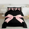 thumbnail image 3 of Feelyou Black Pink Bowknot Bedding Comforter Set for Girls, Kawaii Bow-tie Ribbon Twin Comforter Sets, Cute Princess Style Reversible Bedding Set, Lightweight Room Decor, 2 Pieces, 3 of 9