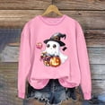 thumbnail image 5 of yoeyez Halloween Spooky Season Sweatshirt Women Funny Witches Graphic Sweatshirts Cute Ghost Wine Glass Blouse Fall Fashion Crewneck Pullover Tops Pink,S, 5 of 5
