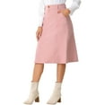 thumbnail image 4 of Falda A-Line de Cintura Alta de Mujer INSPIRE CHIC con Cinturón de Pana Midi para Otoño Invierno S Rosa, 4 of 5