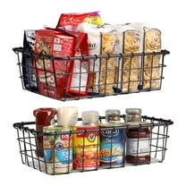 2-Pcs TreeLen Wire Storage Baskets, Metal Storage Organizer Basket for Home Office Kitchen