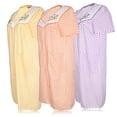 thumbnail image 4 of JEFFRICO 3 Pack House Dresses for Women with Pockets - Lightweight Breathable Short Sleeve Muumuu & Nightgowns - Zipper Front Housecoat and Dusters for Women, 4 of 4