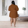 thumbnail image 6 of AURA Women Plus Size Lace Shirt Dress Sexy Solid Color Mini Dress 3 4 Sleeve Irregular Hem, 6 of 7