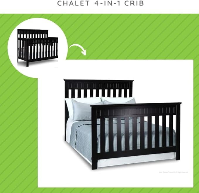 Full-Size Conversion Kit Bed Rails #0050 for Delta Children Cribs (Black - 001)