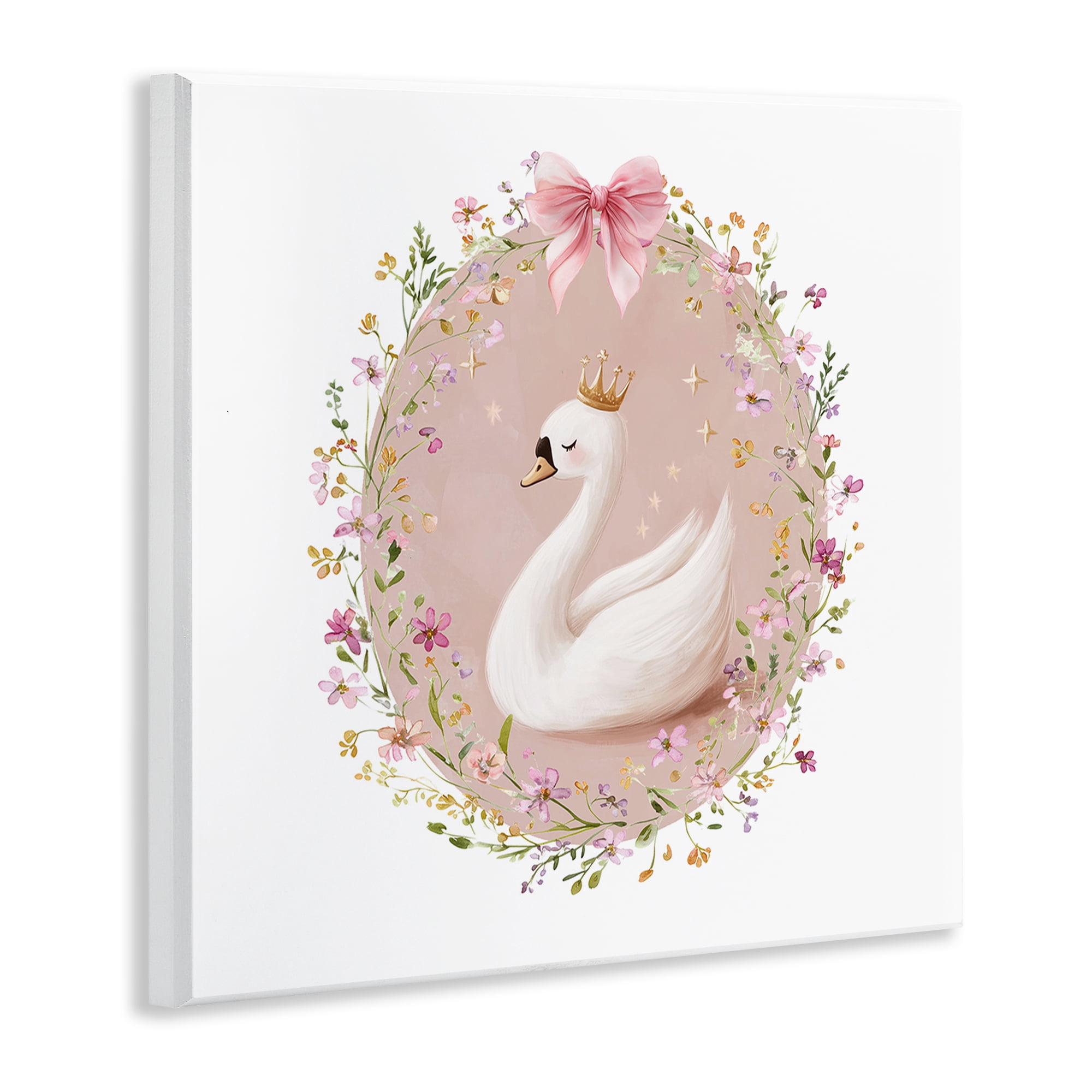 Stupell Industries Queen Swan with Florals Wall Plaque Art, design by Christine Simpson Art