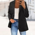 thumbnail image 2 of Women's Casual Blazers Long Sleeve Open Front Solid Business Work Office Jackets Lapel Elegant Loose Fit Coat with Pockets Z001-Black L, 2 of 7