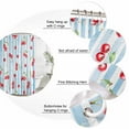 thumbnail image 6 of Shower Curtain Bathroom Set Watercolor Cherry Red Fruit Art Waterproof Fabric Shower Curtains with Grommets&Hooks, Light Blue Stripe Texture Privacy Bath Curtain for Bathtub 72x72in, 6 of 9