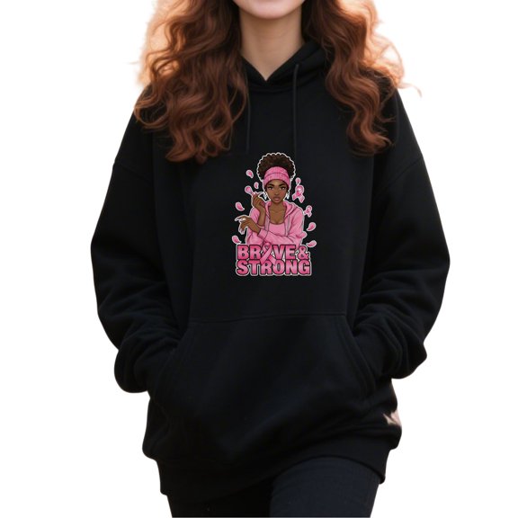 Trendy Breast Cancer Awareness Hoodie for Men and Women, Unisex Pullover Hooded Sweatshirt, Comfortable Cotton Poly Blend, Support and Awareness Casual Outfit