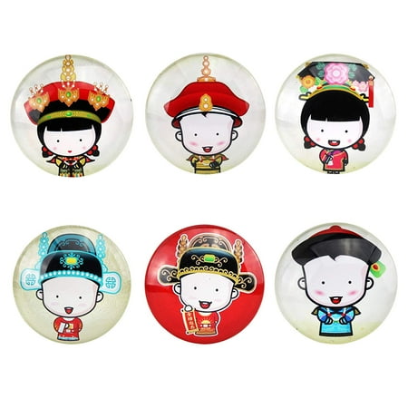 

set of 6 Adorable Peking Opera Cartoon Characters Colorful Decorative Crystal Glass Fridge Magnets EFM KT00175