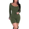 thumbnail image 6 of Arvbitana Women Bodycon Yoga Jumpsuits Workout Ribbed Long Sleeve Sport Full Body Romper Bodysuit One-Piece Playsuit, 6 of 9