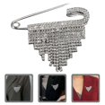 thumbnail image 2 of Fashionable Rhinestone Brooch Creative Triangle Rhinestone Tassel Brooch Business Suit Brooch, 2 of 3