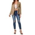 thumbnail image 2 of INSPIRE CHIC Veste Moto pour Femme en Faux Suède à Manches Longues, devant Drapé, TP Kaki, 2 of 5