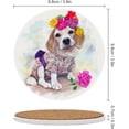 thumbnail image 2 of GZHJMY 6Pcs Round Watercolor Beagle with Pink Rose Ceramic Coasters with Cork-Backed for Coffee Drink, Cup Mat Absorbent Stone Coasters, 2 of 5