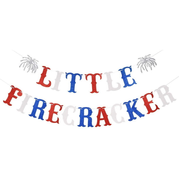 Glittery Little Firecracker Banner 4th Of July Baby Shower Party Decorations 4th Of July Birthday Party Decor Home Decor Walmart Com Walmart Com